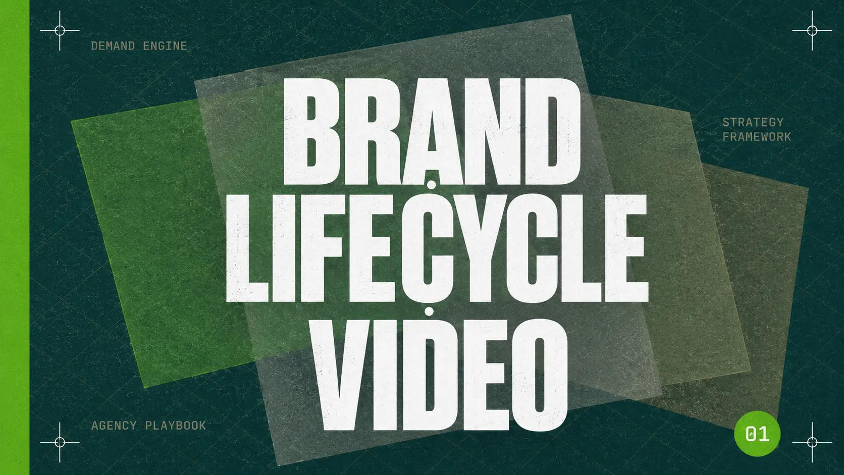 Bold editorial graphic presenting Brand, Lifecycle, and Video as the three pillars of an agency demand generation framework