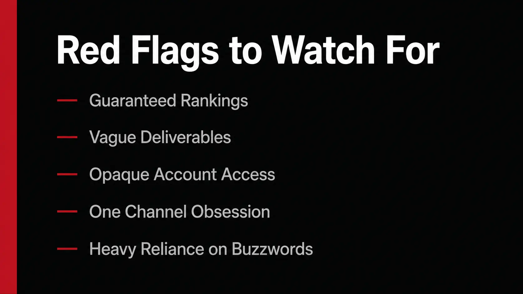 Red flags when choosing a digital marketing agency — five warning signs to watch for
