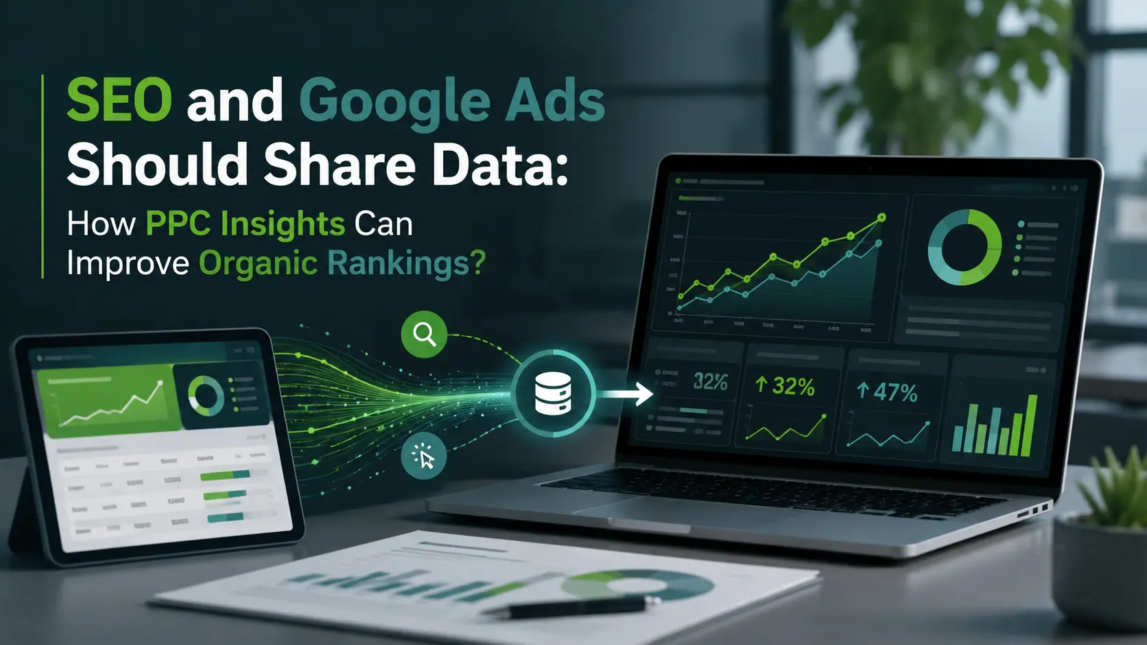 Data-driven marketing dashboard in a modern office