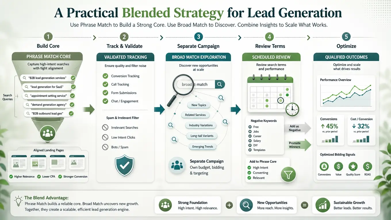 A Practical Way To Use Both Broad Match and Phrase Match Without Losing Lead Quality