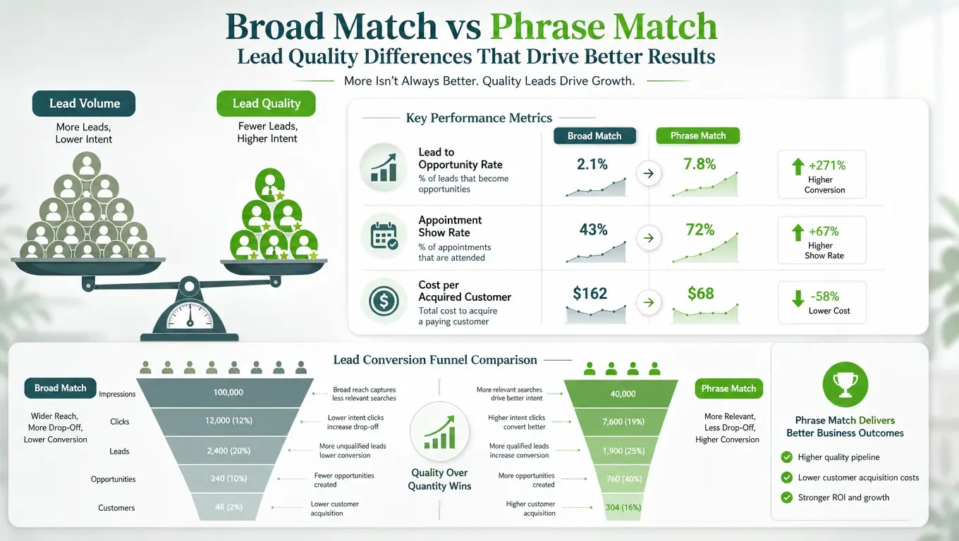 Lead Quality Differences That Matter between phrase match and broad match