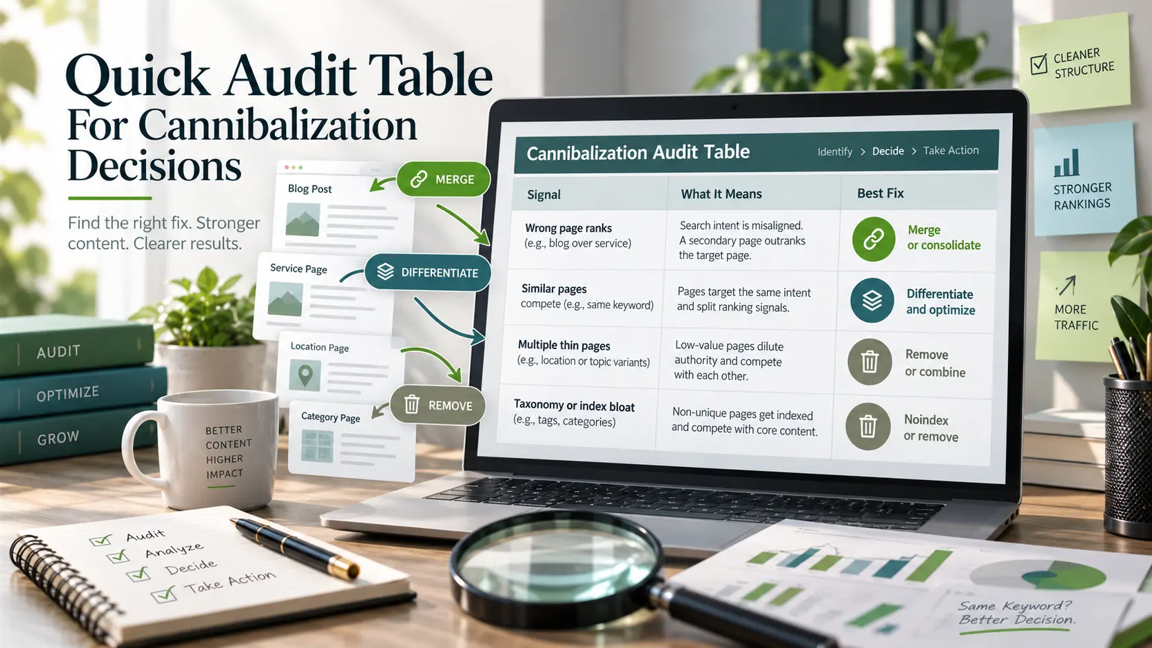 Quick Audit Table For Cannibalization Decisions